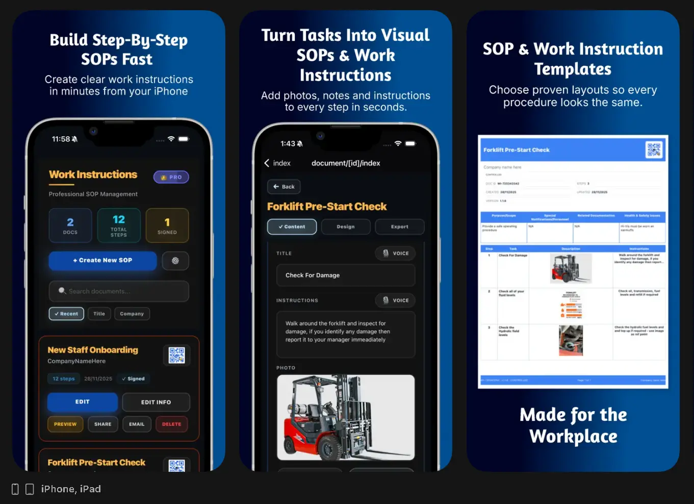 standard operating procedure templates -Quick SOP app