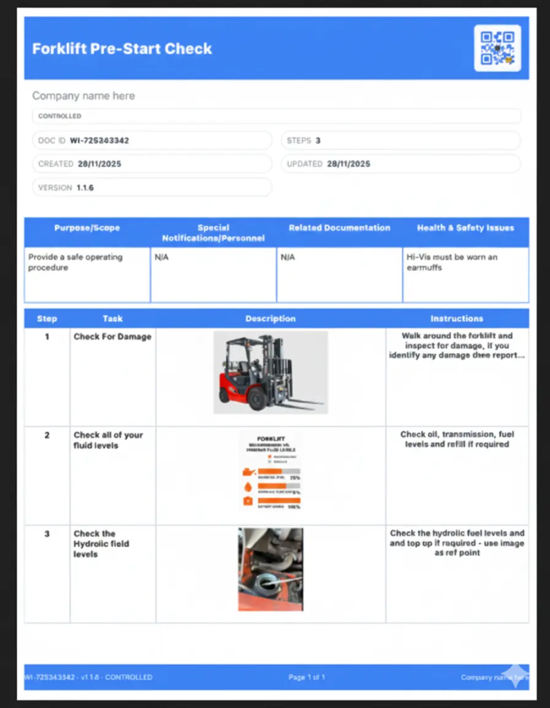 Professional standard operating procedure templates made in Quick SOP app