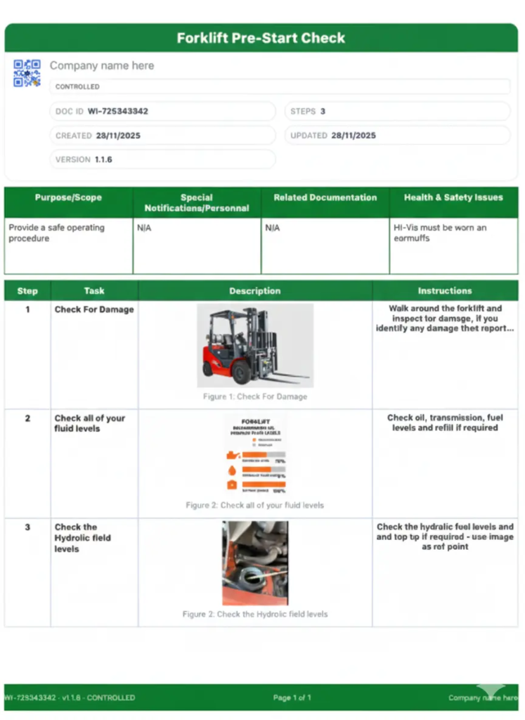 standard operating procedure template